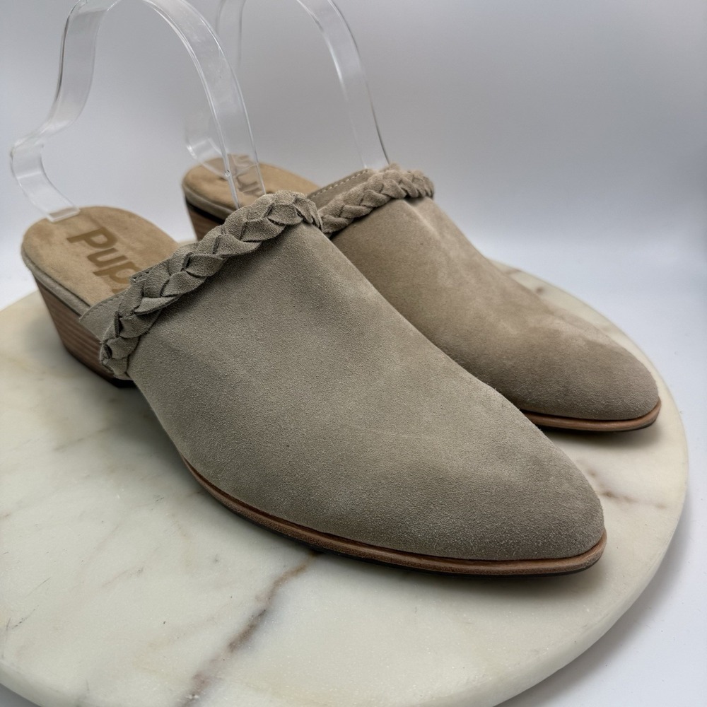 Hush Puppies Sienna Mule Slip On Womens 11 Tan Leather Suede Comfort Boho Casual
